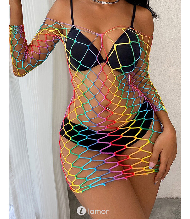 * CINDYLOVE Spannend Rainbow Off Shoulder netjurkje CL60221 van het merk CindyLove