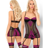 Zwart roze babydoll Sidonia van Cofashion