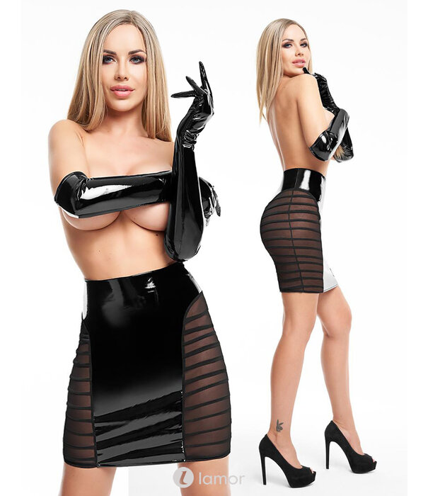 * 7-HEAVEN Sexy zwarte lak rokje SH-SK062