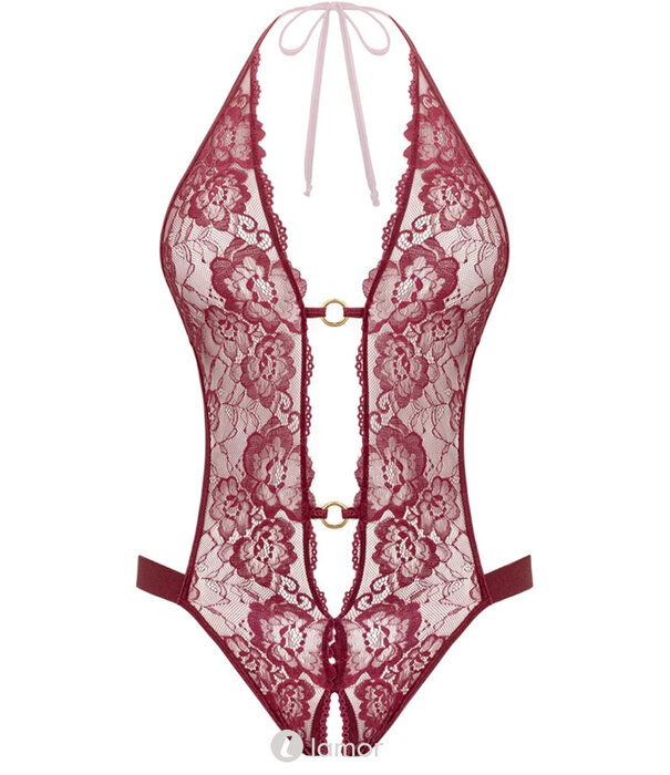 Bordeaux rode open kruis Body, Basic Instinct  van Kim x Christine