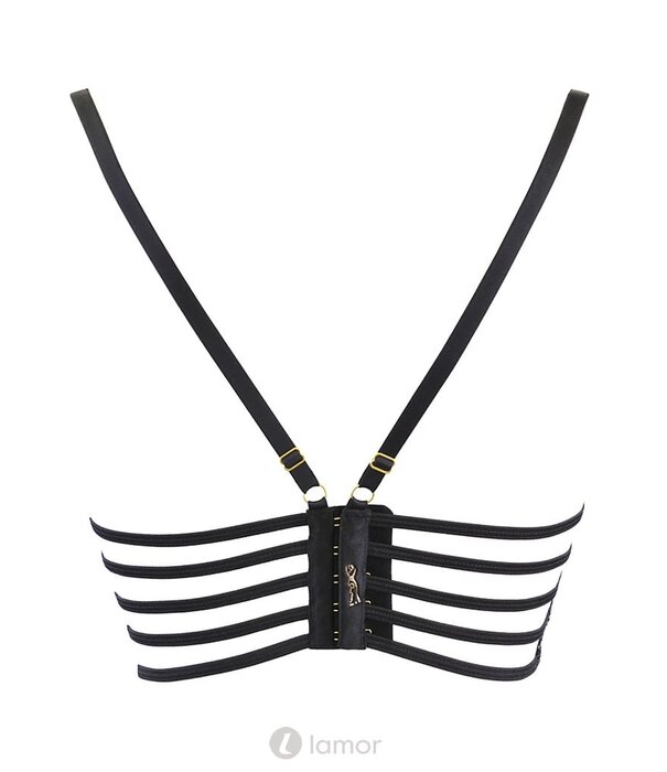 * AXAMI Sexy zwarte bustier van lederlook met kant Amber