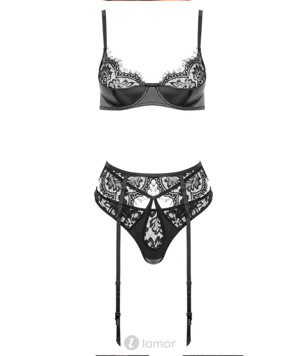 * KOTEK Spannende 3-delige set van latexlook en kant van het merk Kotek