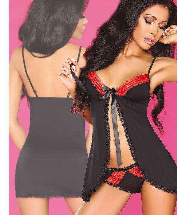 * LIVCO CORSETTI Sensuele zwarte/rode babydoll set Martha  van Livco Corsetti