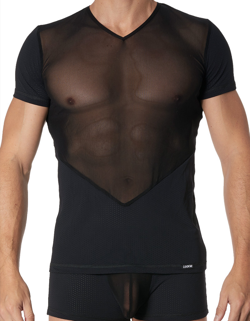 * LOOK ME Tulle heren Shirt in combinatie met stof (L) afbeelding
