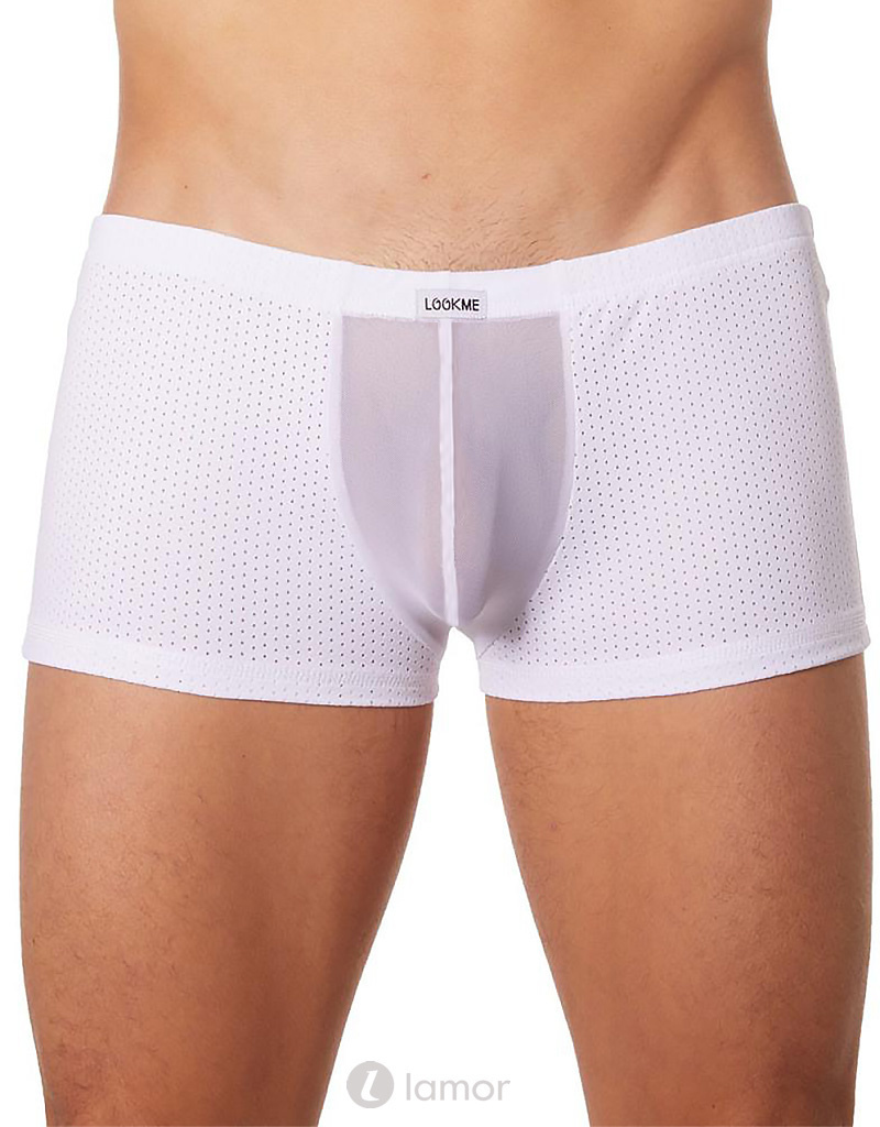 * LOOK ME Witte heren boxer in geperforeerde stof en tulle (S) afbeelding