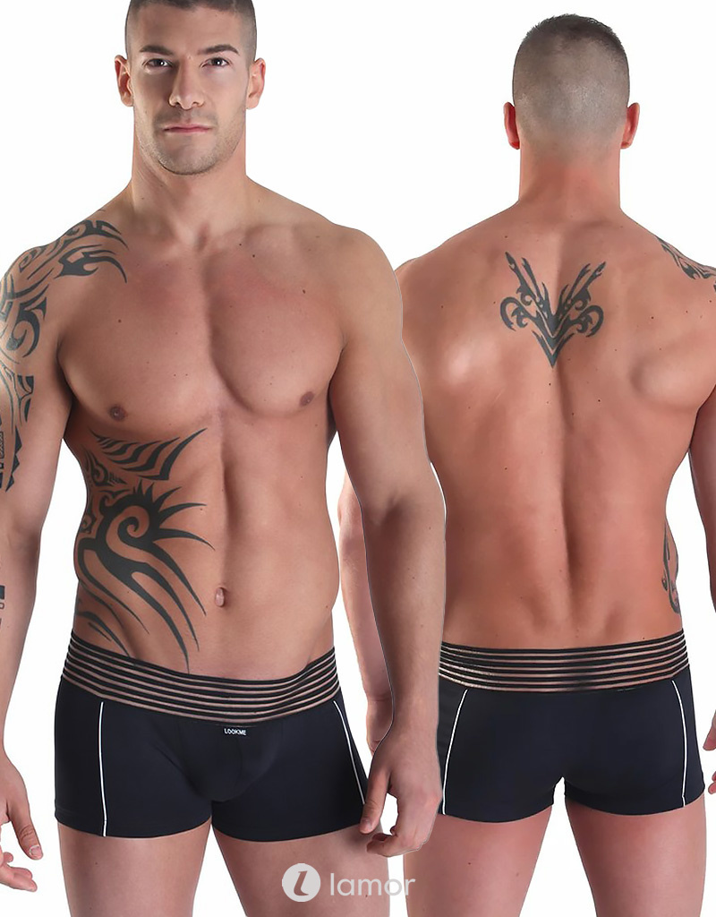 * LOOK ME Heren boxer met witte bies afbeelding