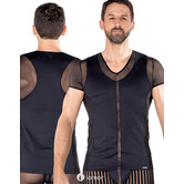 T-shirt gemaakt van een mix van ondoorzichtige stof en fijn mesh-materiaal van het merk Look Me