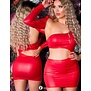 Sexy rood one-shoulder wetlook mini jurkje