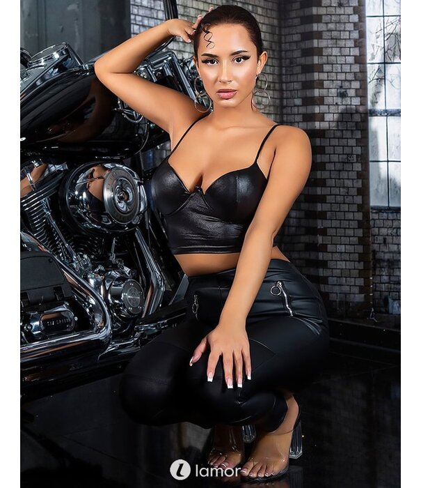 * KOUCLA Sierlijke zwarte wetlook crop top bustier