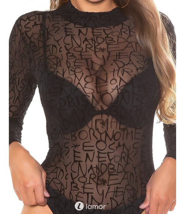 * KOUCLA Sexy transparante Body met Letter patroon