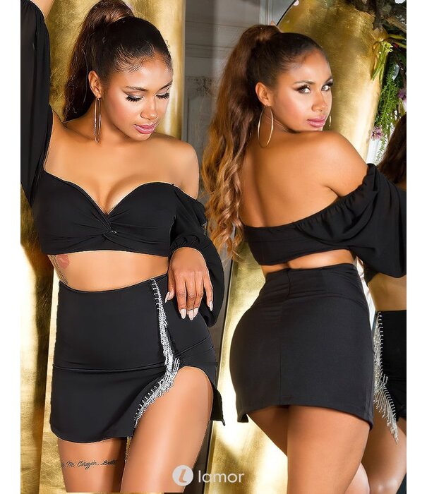 * KOUCLA Sexy mini rokje met strass franjes