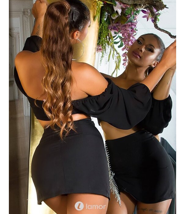 * KOUCLA Sexy mini rokje met strass franjes