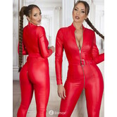 Sexy Rode matlook jumpsuit met riem