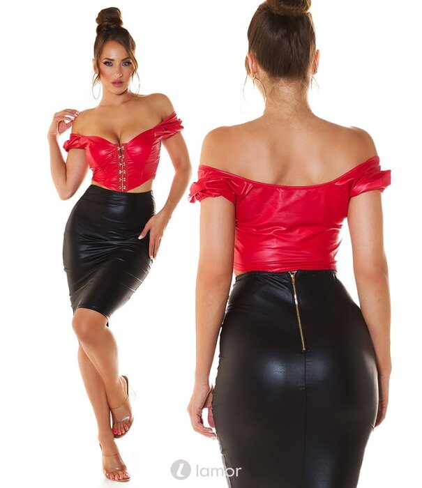 * KOUCLA Sierlijke rode wetlook top