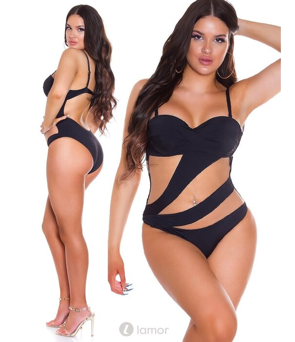 * KOUCLA Sexy zwarte Body met inkepingen