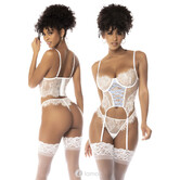 2-delige witte kanten Bustier set van Mapale