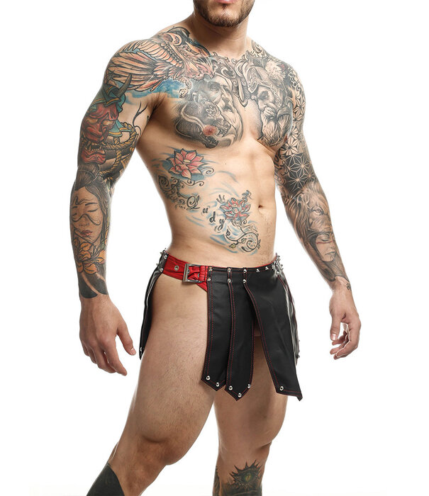 * MOB Eroticwear Lederlook gladiator rok Roman van MOB Eroticwear