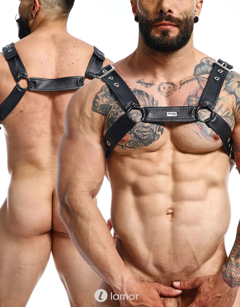 * MOB Eroticwear Zwarte Heren Harnas, MOB81286 afbeelding