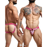 Sexy roze heren Jockstrap van lederlook DNGEON Snap Jockstrap