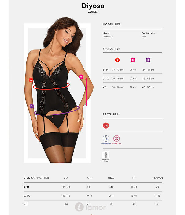 * OBSESSIVE Sexy zwart korset met string Diyosa van Obsessive