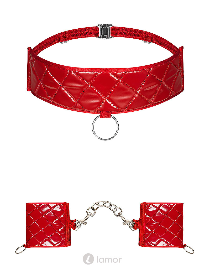 * OBSESSIVE Rode Choker en handboeien Hunteria afbeelding