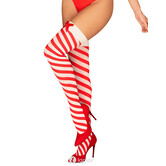 Wit Rood gestreepte  Kissmas stockings van Obsessive