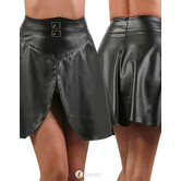 Zwarte uitlopende lederlook rok