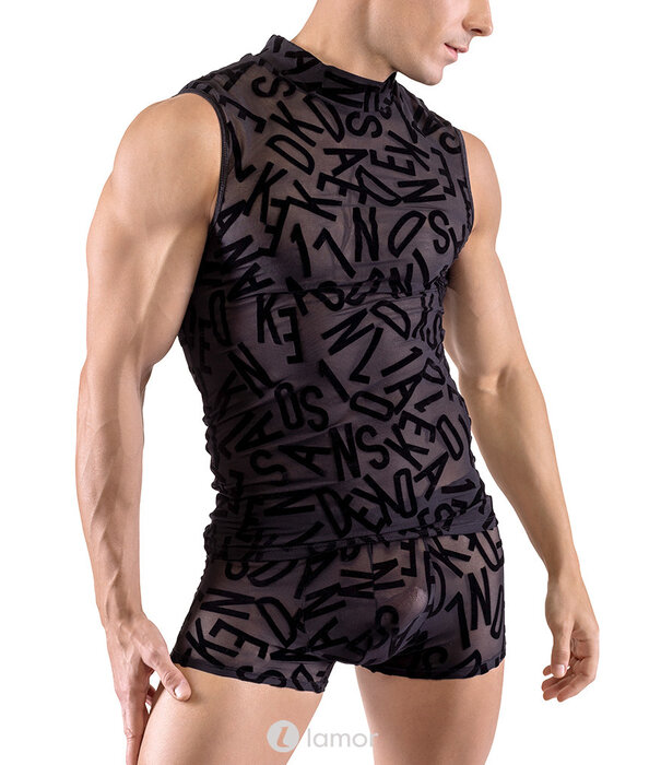 * SVENJOYMENT Transparante Heren shirt met fluwelen letters van SvenJoyment