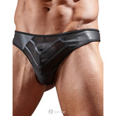 Sexy heren string van lederlook materiaal met netstof ,Svenjoyment Underwear