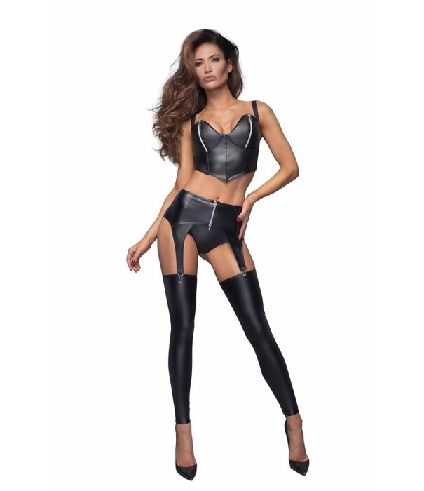 * NOIR handmade Stoere wetlook top met zilveren ritsen van Noir Handmade B # TCH