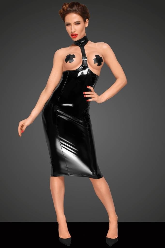 * NOIR handmade Onderborst Lak jurk (L=M) afbeelding
