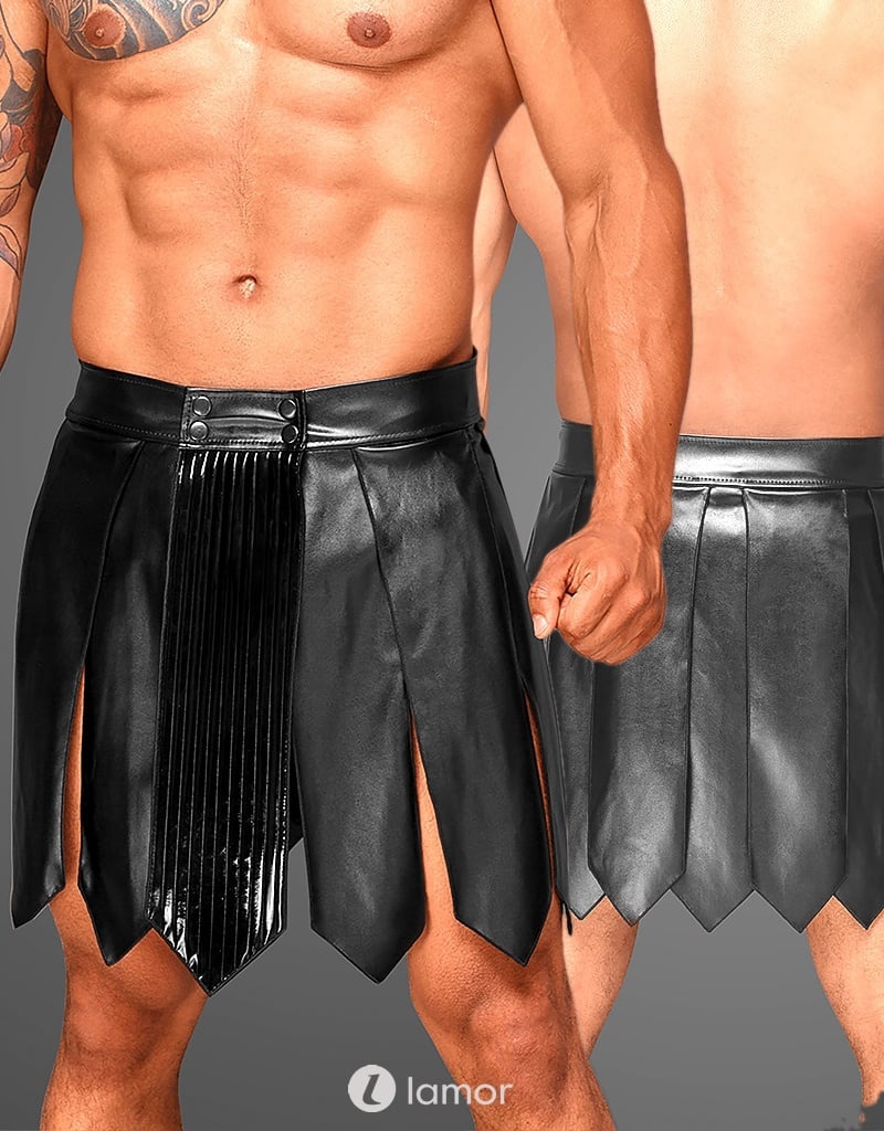 * NOIR handmade Eco leren heren gladiator rok met PVC, H053 afbeelding