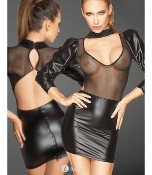 Mini jurkje met tulle top en pofmouw