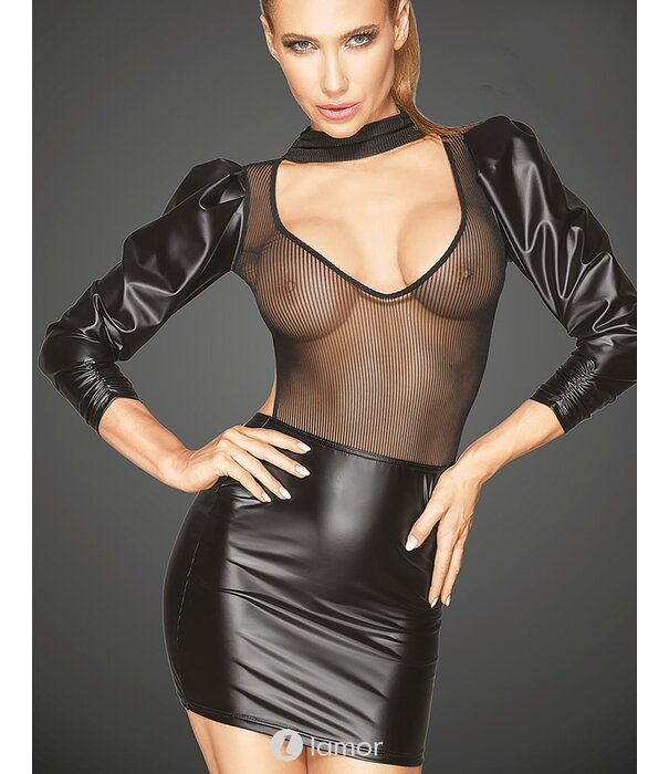 * NOIR handmade Gewaagd Mini jurkje met tulle top en pofmouw van Noir Handmade