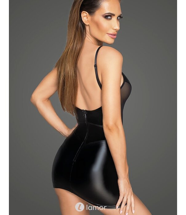 * NOIR handmade Sexy Wetlook mini jurk met  Tulle van Noir Handmade