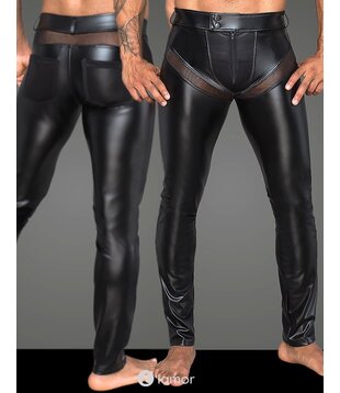 Lange wetlook heren broek  (XL)