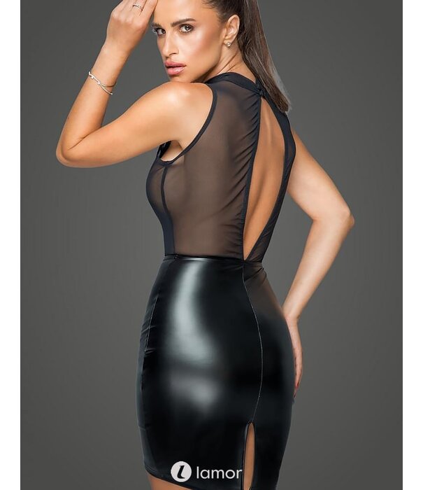 * NOIR handmade Wetlook Mini jurk met borduursel en tulle delen  van Noir Handmade - MissBeHaved Collection