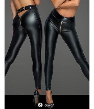Wetlook legging met rits, F217 (2XL)