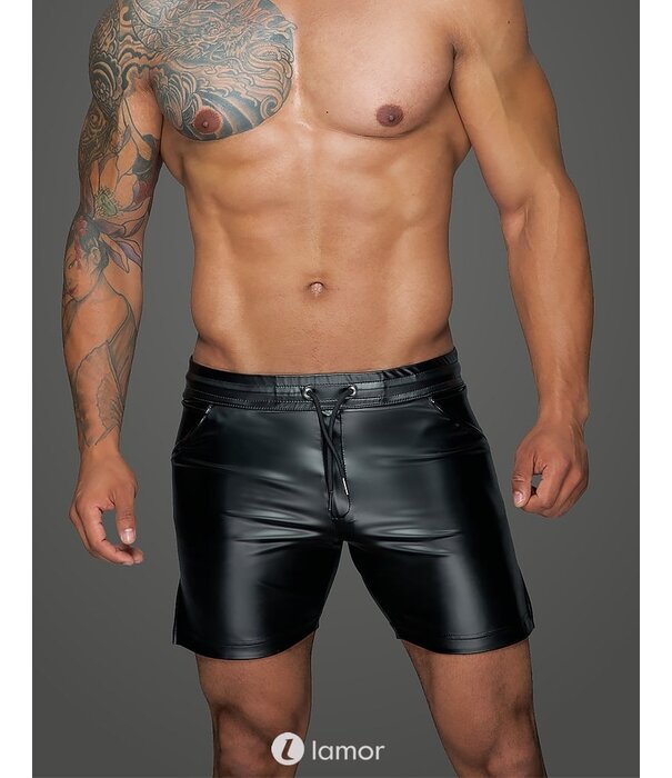 * NOIR handmade Wetlook heren short met elastische taille band van Noir Handmade MissBehaved Collection