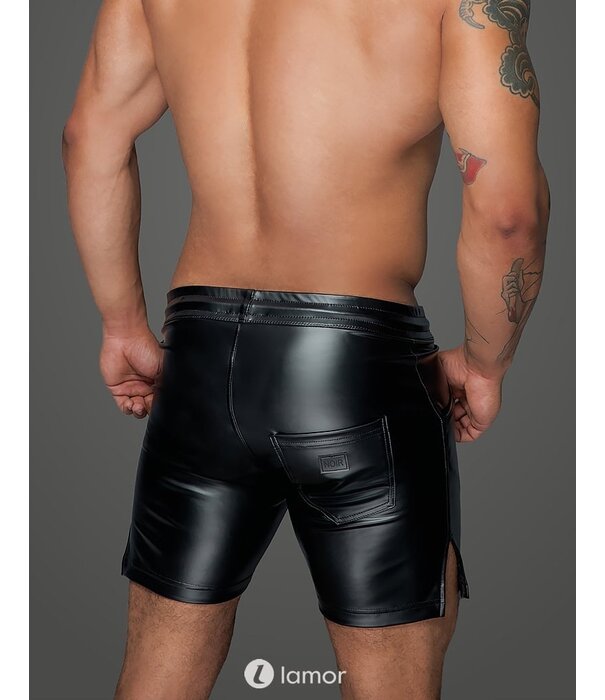 * NOIR handmade Wetlook heren short met elastische taille band van Noir Handmade MissBehaved Collection