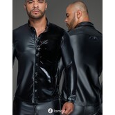 Stijlvol Heren shirt wetlook met PVC van Noir Handmade