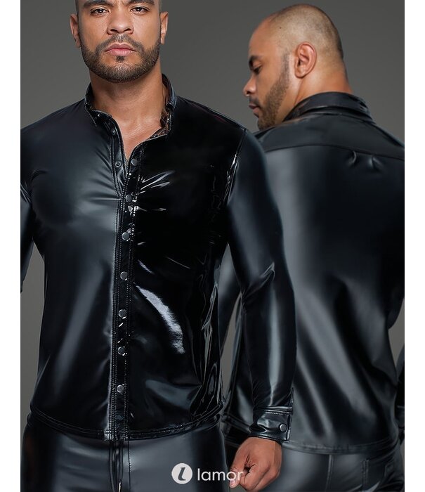* NOIR handmade Stijlvol Heren shirt wetlook met PVC van Noir Handmade