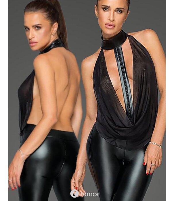 * NOIR handmade Catsuit met tule top en choker van Noir handmade -MissBeHaved Collection