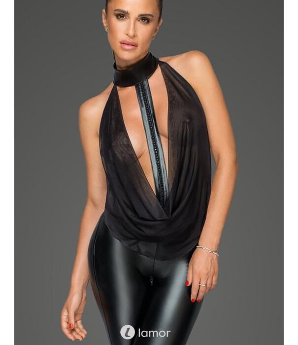 * NOIR handmade Catsuit met tule top en choker van Noir handmade -MissBeHaved Collection