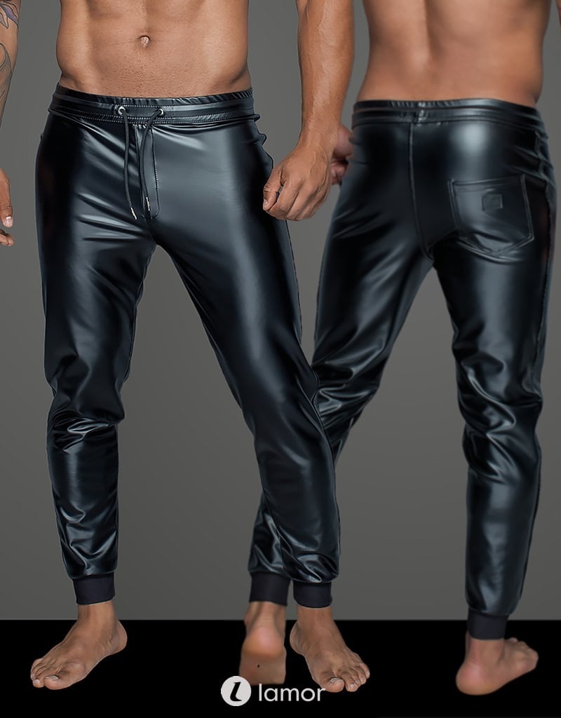 * NOIR handmade Wetlook heren Tregging, H063 afbeelding