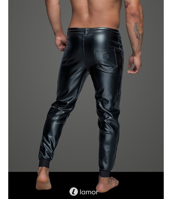 * NOIR handmade Wetlook heren Tregging met elastische taille band van Noir Handmade MissBehaved Collection