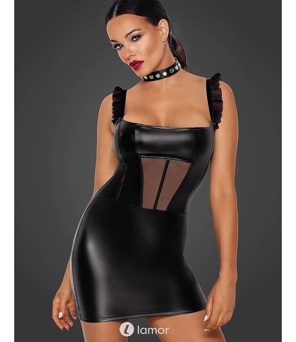 * NOIR handmade Sexy Wetlook mini jurk met Tule inzet van Noir Handmade  uit de collectie Fucking Fabulous