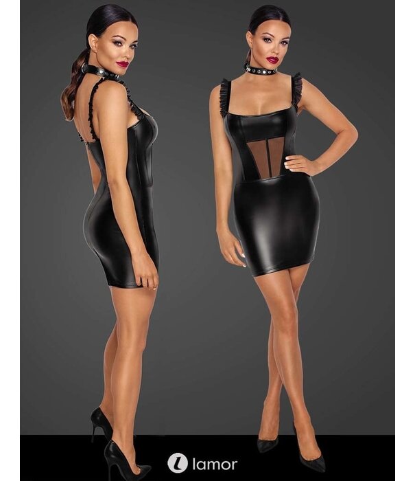 * NOIR handmade Sexy Wetlook mini jurk met Tule inzet van Noir Handmade  uit de collectie Fucking Fabulous