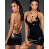 Wetlook mini jurk met vetersluiting op rug van Noir Handmade uit de collectie Fucking Fabulous