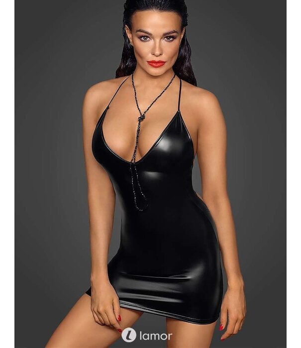* NOIR handmade Wetlook mini jurk met vetersluiting op rug van Noir Handmade uit de collectie Fucking Fabulous